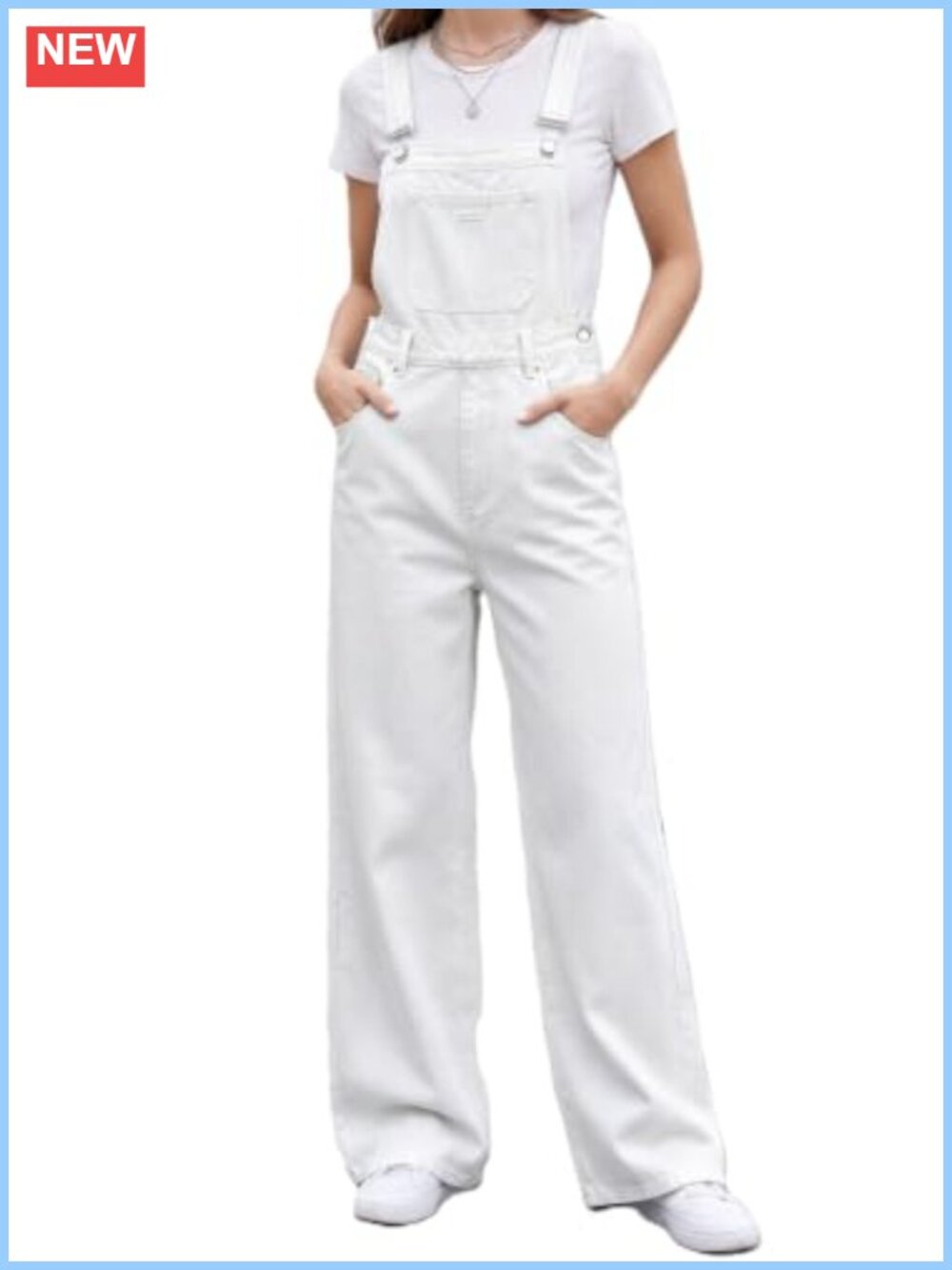 Denim Overalls Baggy Loose Fit Wide Leg Jumpsuit Adjustable Straps